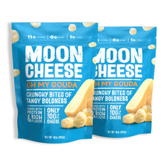 Moon Cheese Oh My Gouda bites—crunchy snack texture for a protein-rich option.
