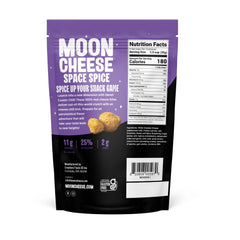 Moon Cheese Space Spice crunchy bites close-up, keto-friendly, low-carb snack.