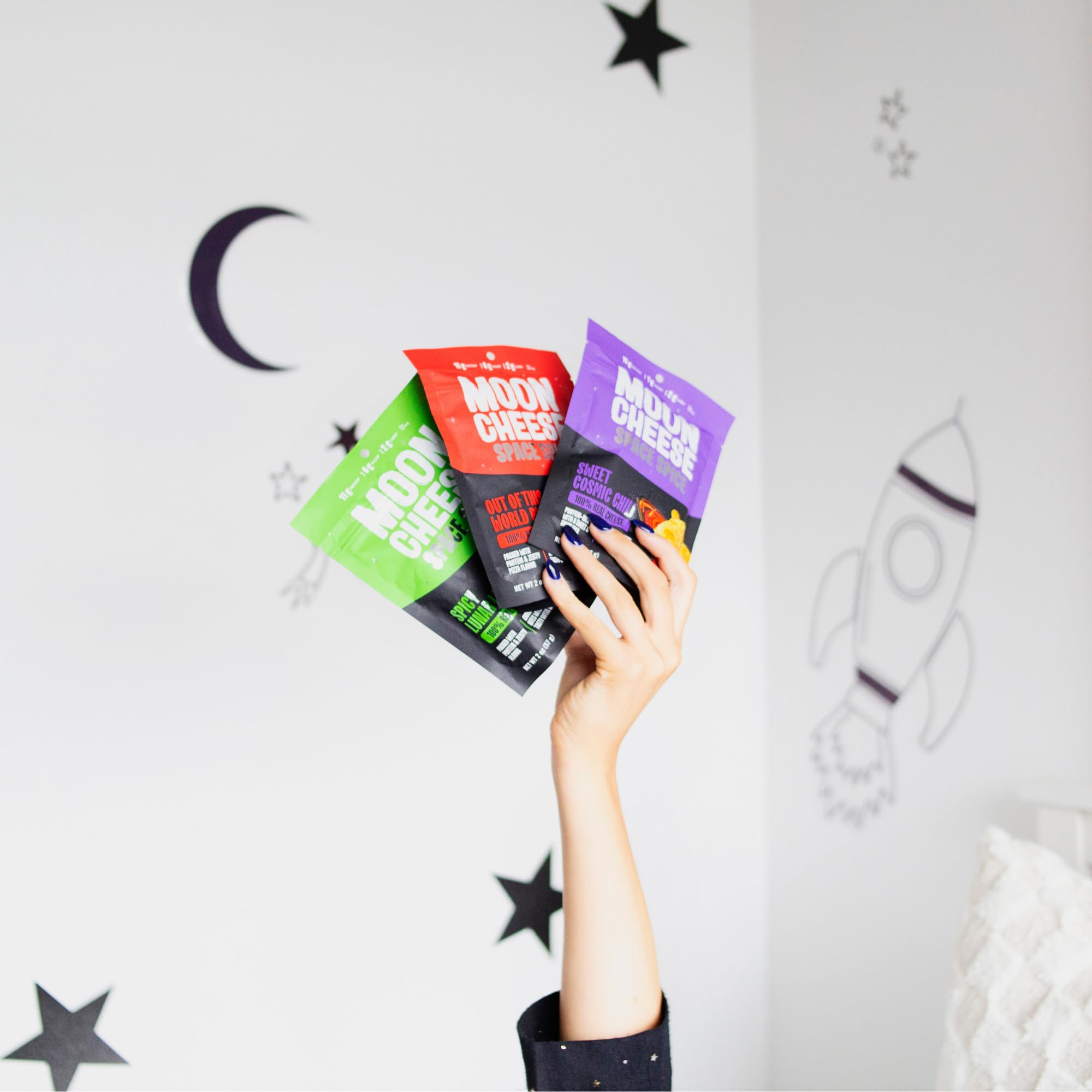 Moon Cheese Space Spice casual snack moment at home