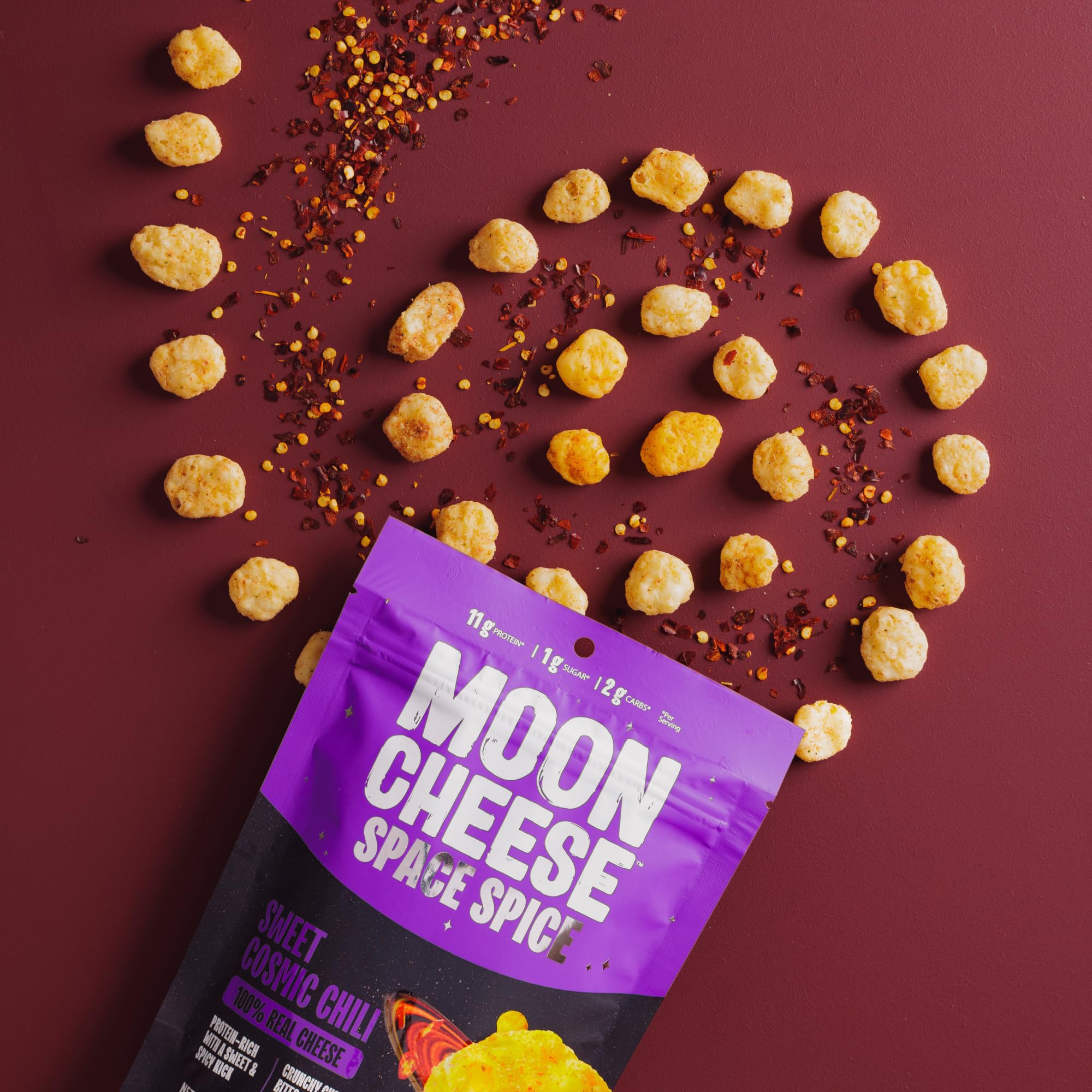 Moon Cheese Space Spice serving plate with bites, ideal for lunchboxes.