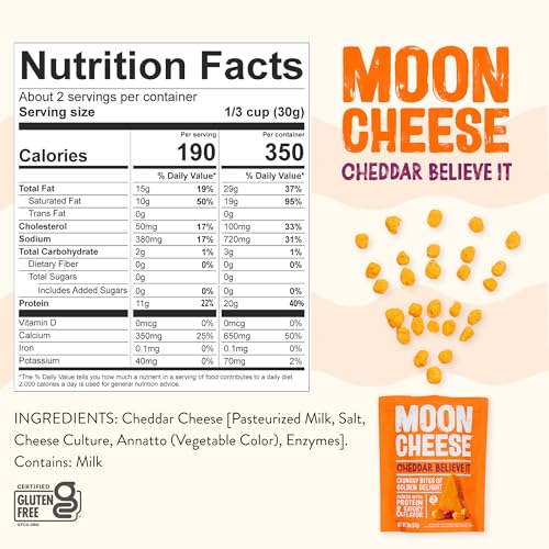 Moon Cheese Gouda bites highlight creamy crunch and convenience.