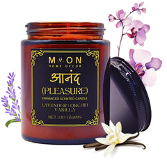 Moon Home Decor Aromatherapy Candle close-up of lavender and orchid notes for calming ambience.