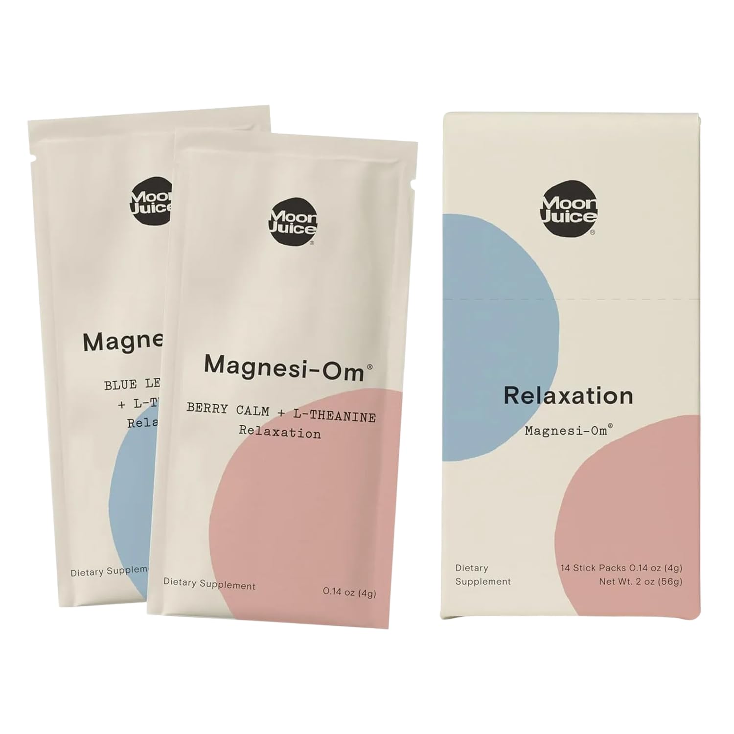 Moon Juice Magnesi-Om sticks pack with berry blue lemon flavor for calm focus