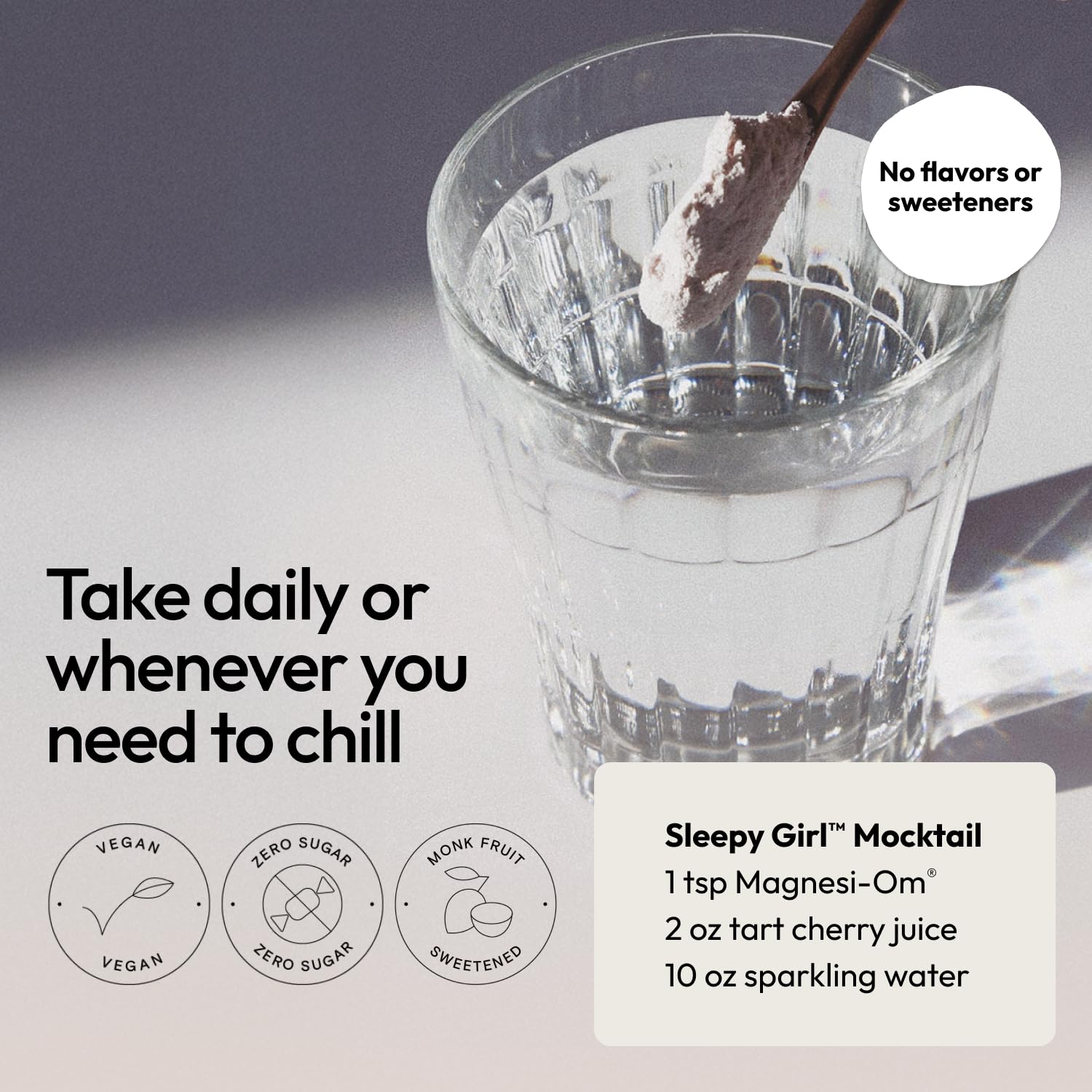 Moon Juice Magnesi-Om being stirred into water for a calming sip