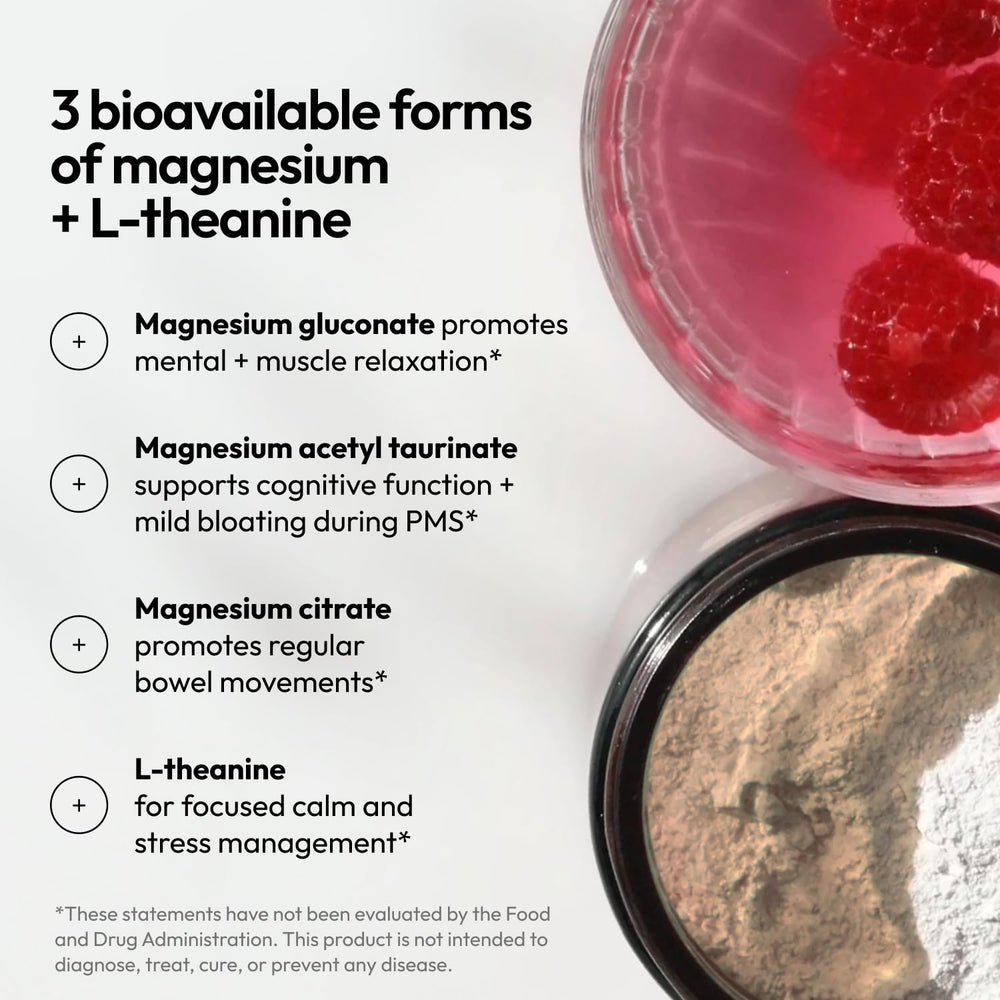 Moon Juice Magnesi-Om pour into glass for easy mixability.