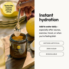 Moon Juice Mini Dew pink salt and minerals visible, supporting balanced hydration during workouts.
