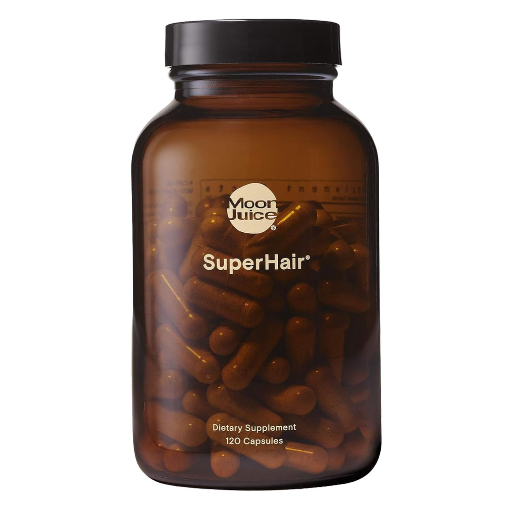 Moon Juice SuperHair bottle front view for daily hair health support