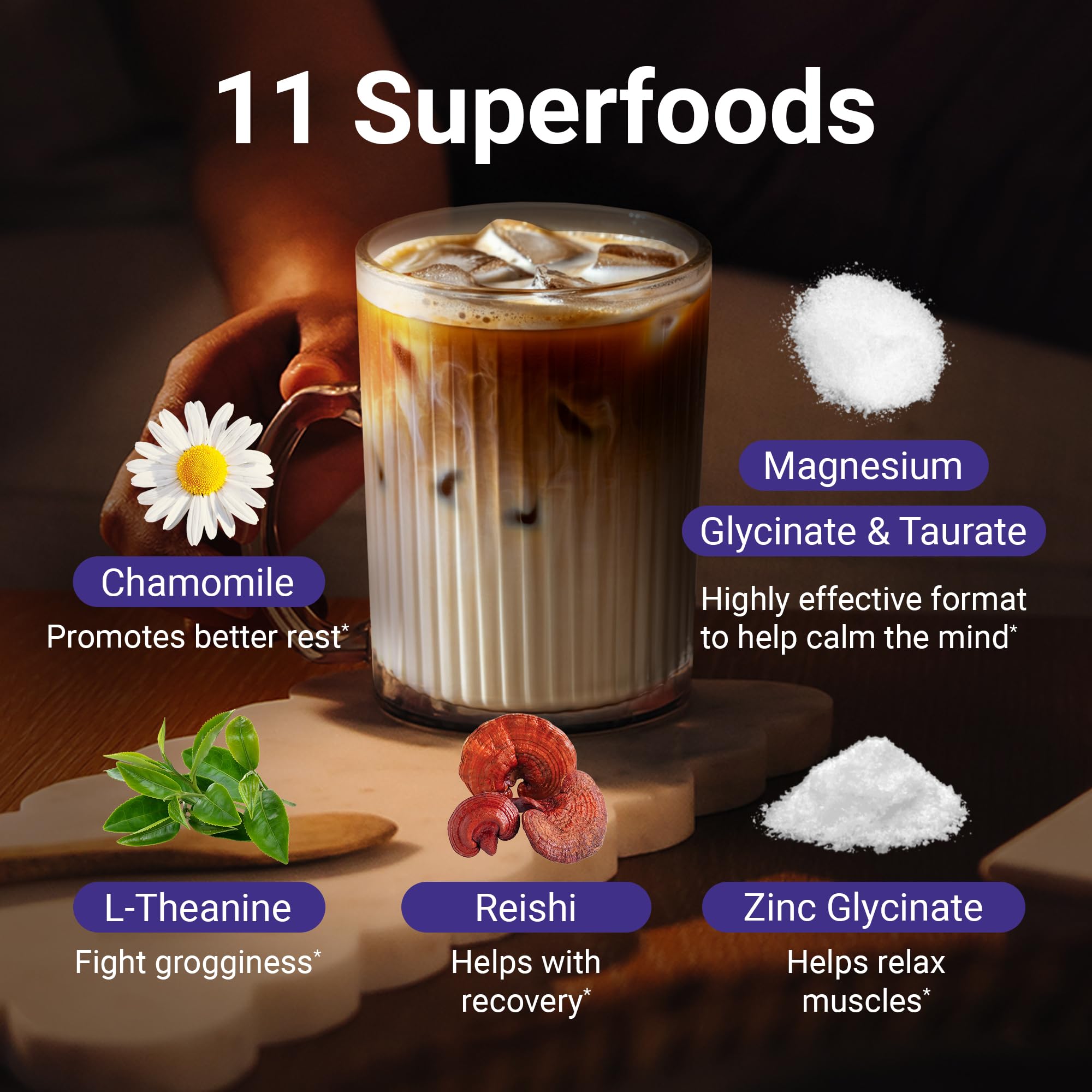 MoonBrew hot vanilla latte in a mug ready for winding down.