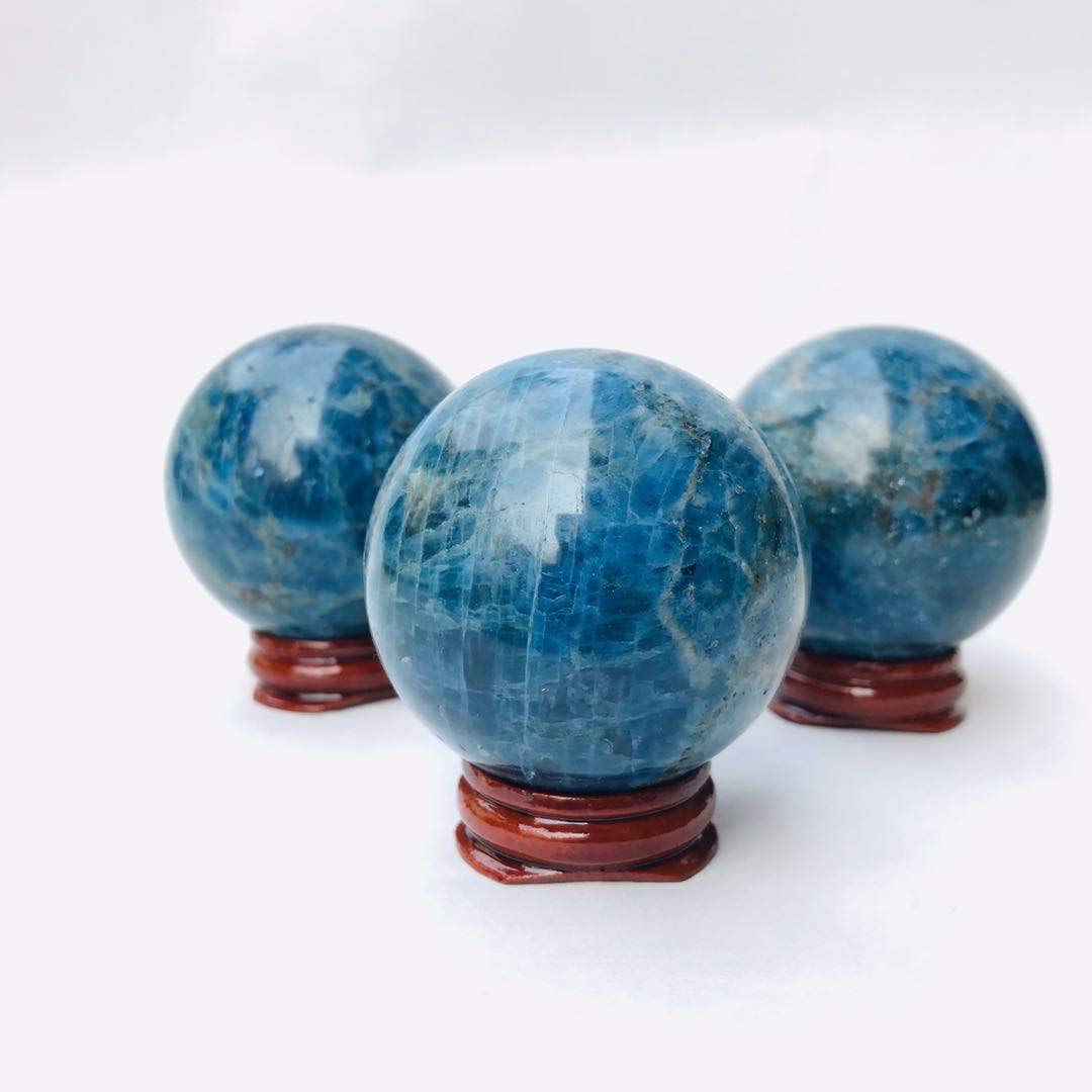 MoonlightCrystal apatite sphere display piece suitable for desks or mantels