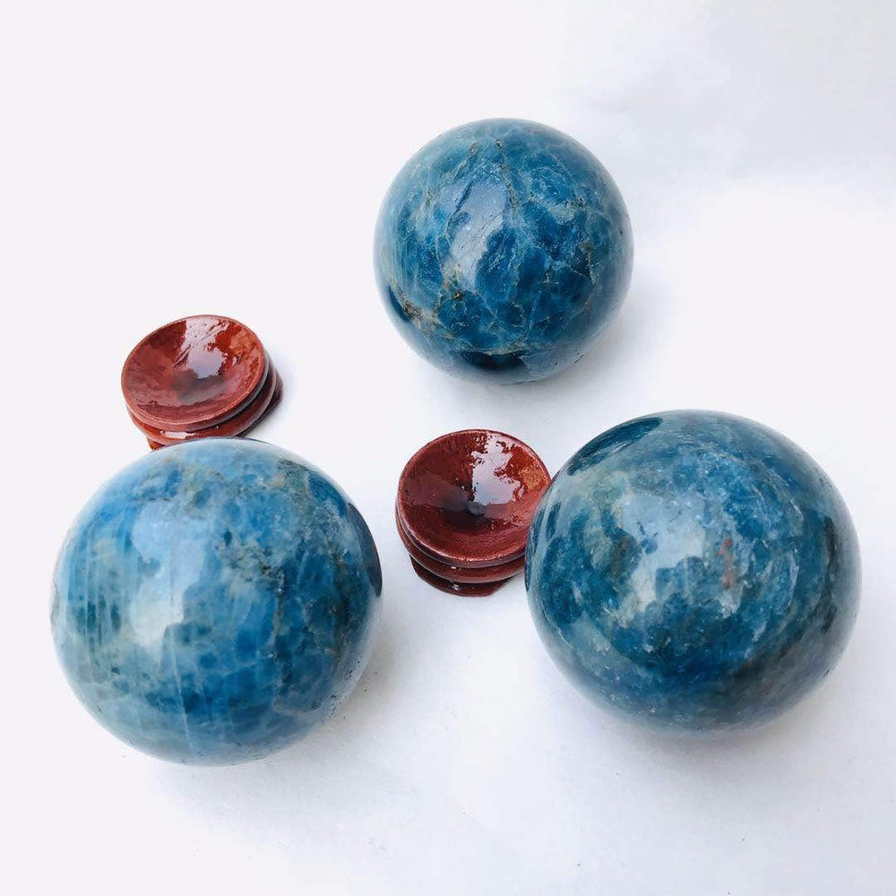 MoonlightCrystal natural apatite crystal ball polished for elegant shelf display