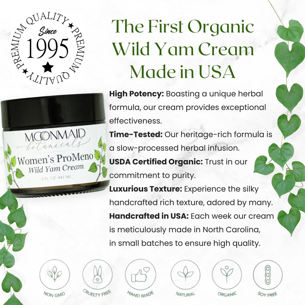 MoonMaid Botanicals ProMeno Wild Yam Cream mood support visual cue