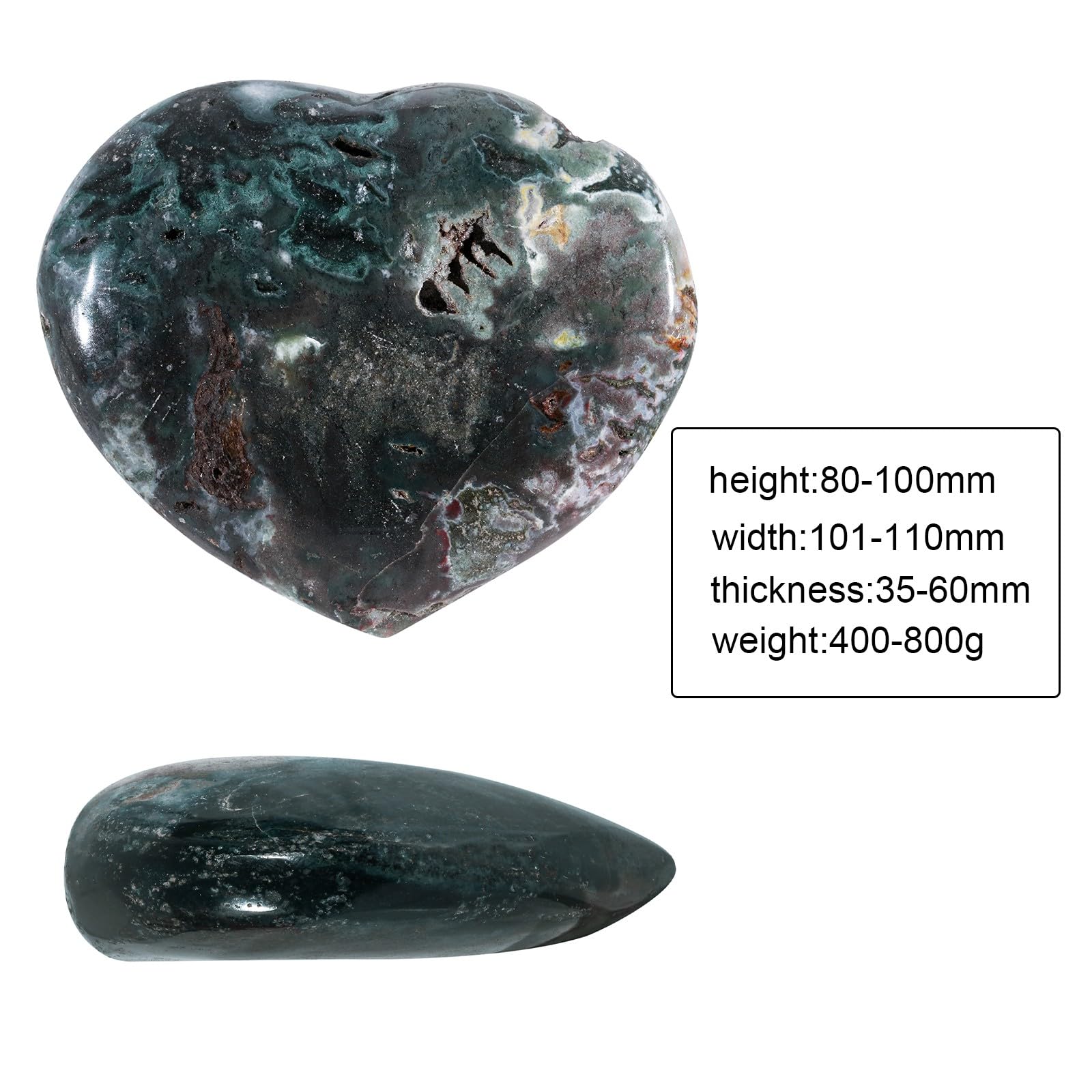 moonsix Ocean Agate Puffy Heart handheld size perfect for pockets and stress relief