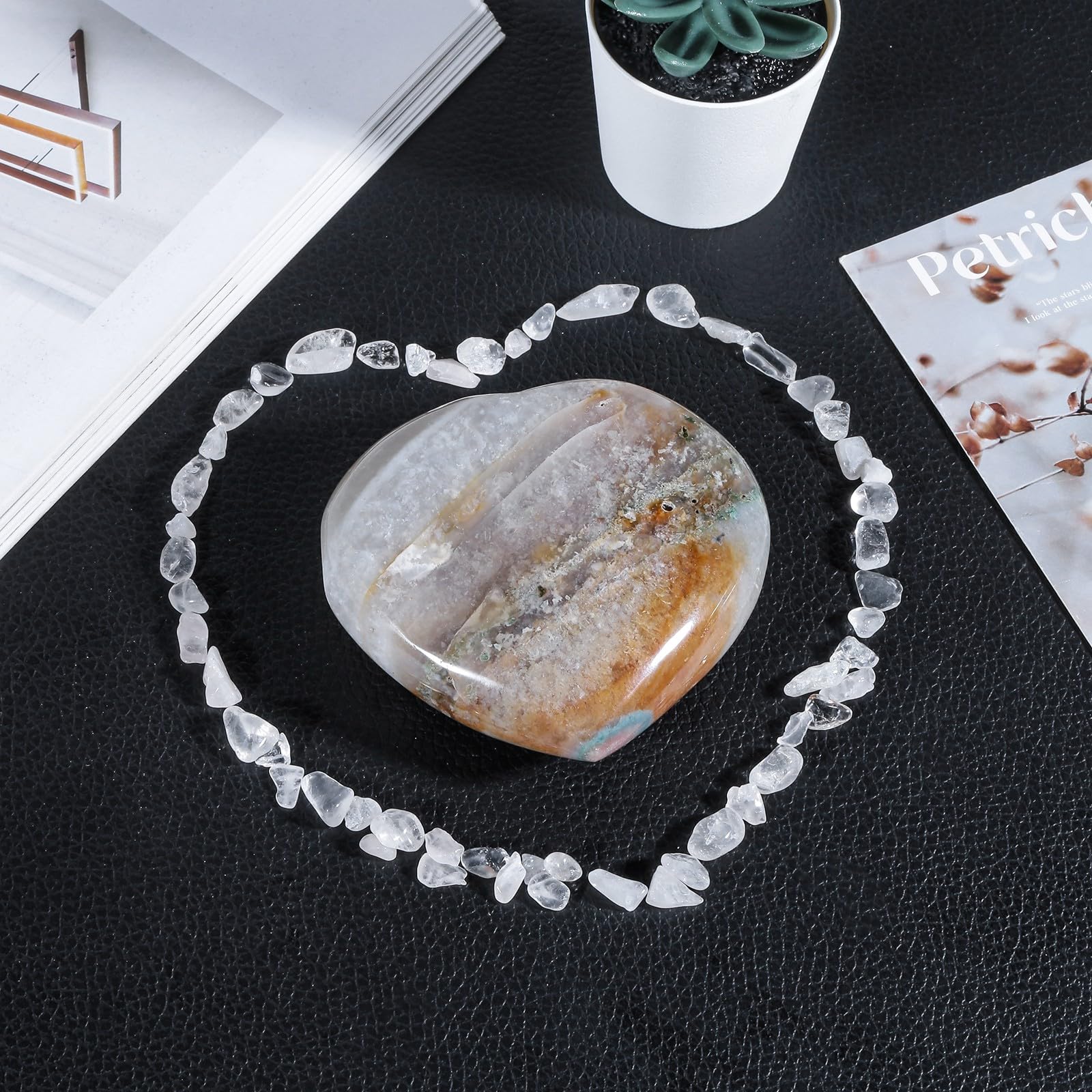 moonsix Polished Ocean Agate Heart showcases natural color variations and shine