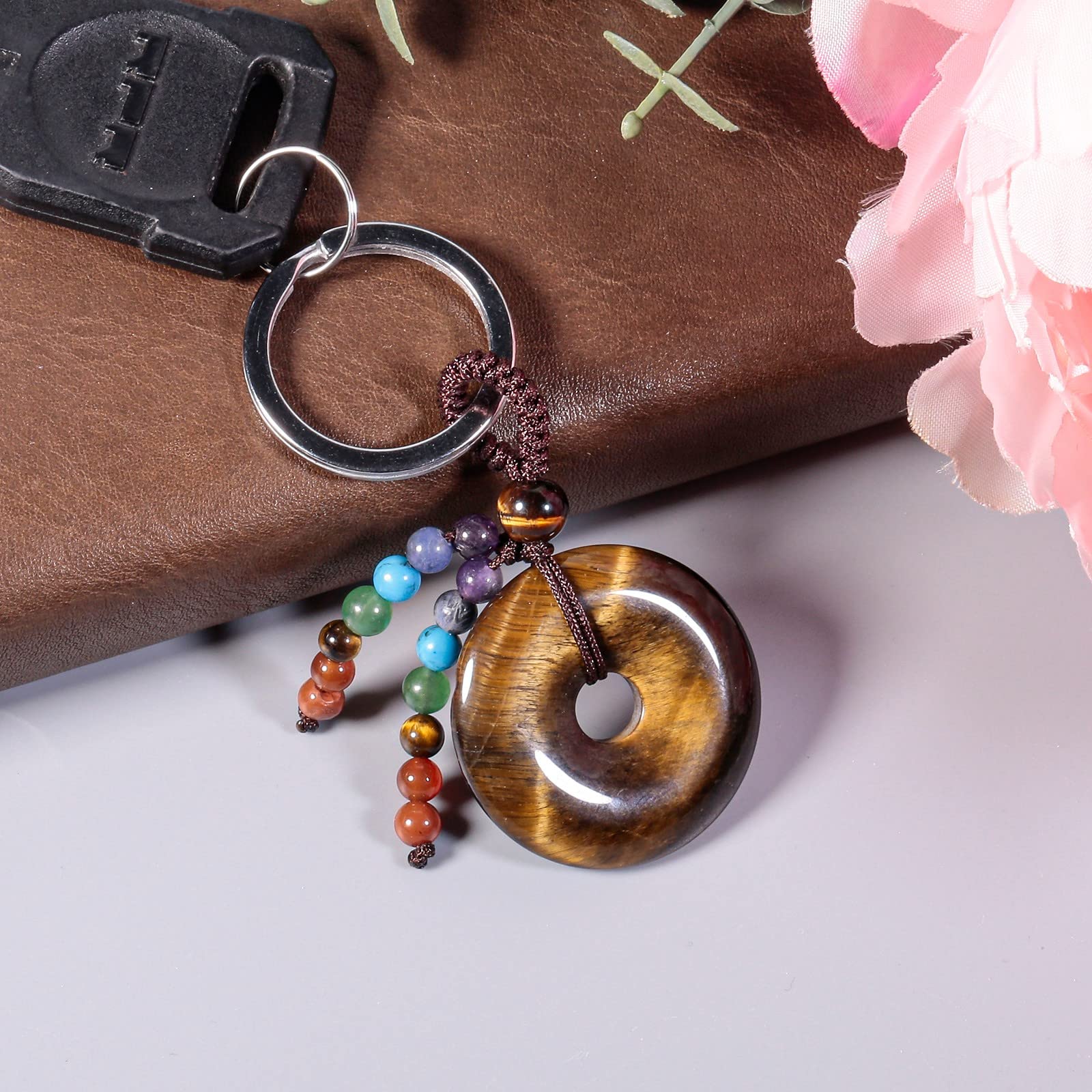 Moonsix seven chakra beads keyring for chakra balance and mindful moments