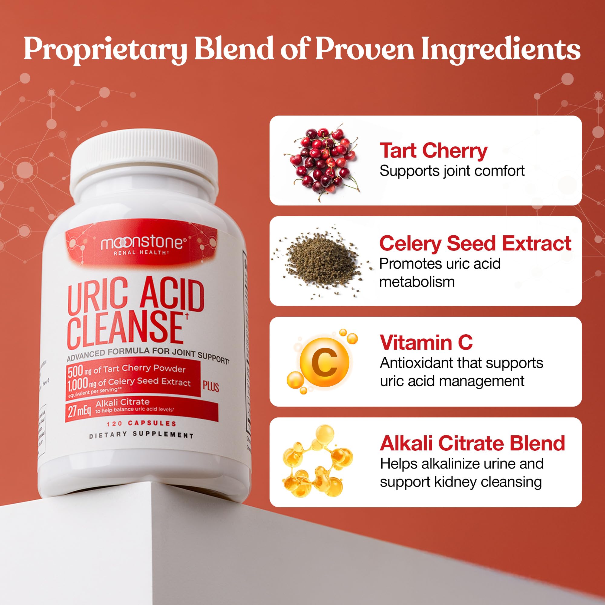 Moonstone Celery Seed Extract powder tub supports natural uric balance.