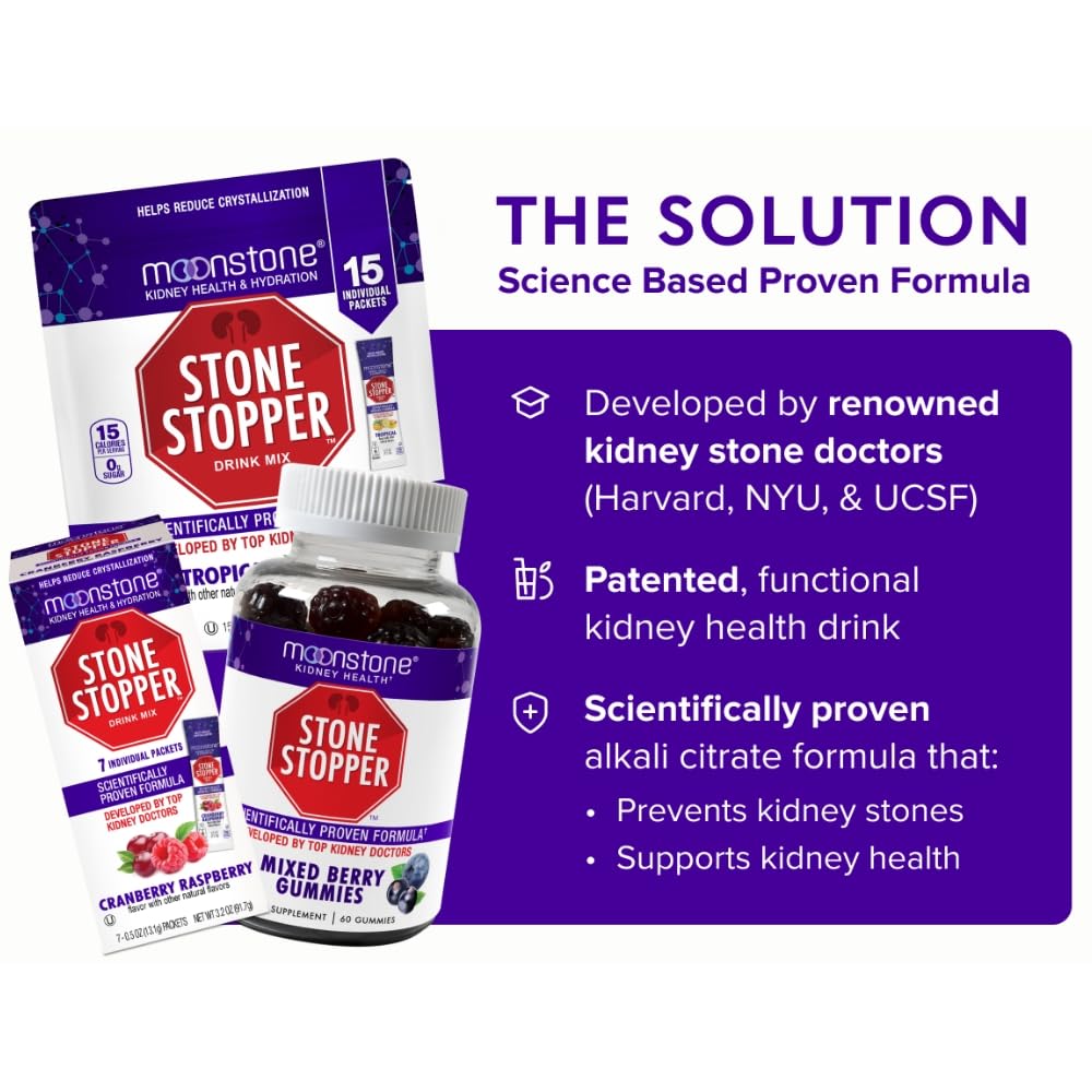 Moonstone Stone Stopper Drink Mix label close-up notes sugar-free alkali citrate.