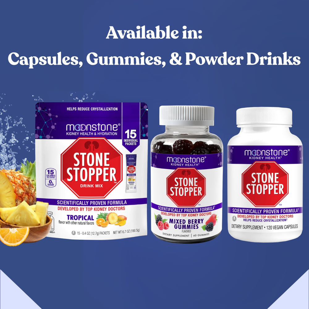 Moonstone Stone Stopper Drink Mix packaging shows 15 day supply details.