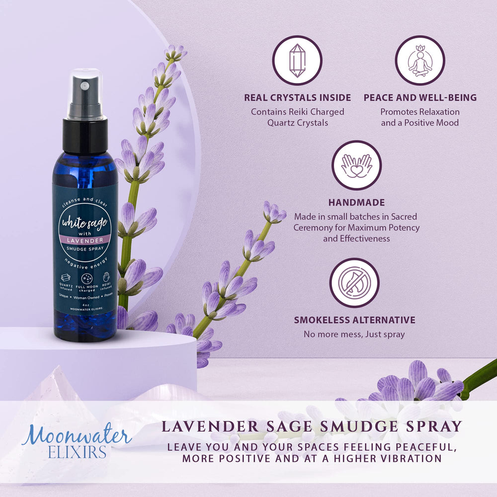 Moonwater Elixirs Lavender Sage spray bottle pour for space refreshment