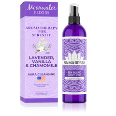 Moonwater Elixirs lavender-vanilla-chamomile-spray bottle for rest and peaceful spaces.