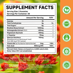 MOORGUMY Rhodiola Gummies being poured from bottle for quick stress relief moments
