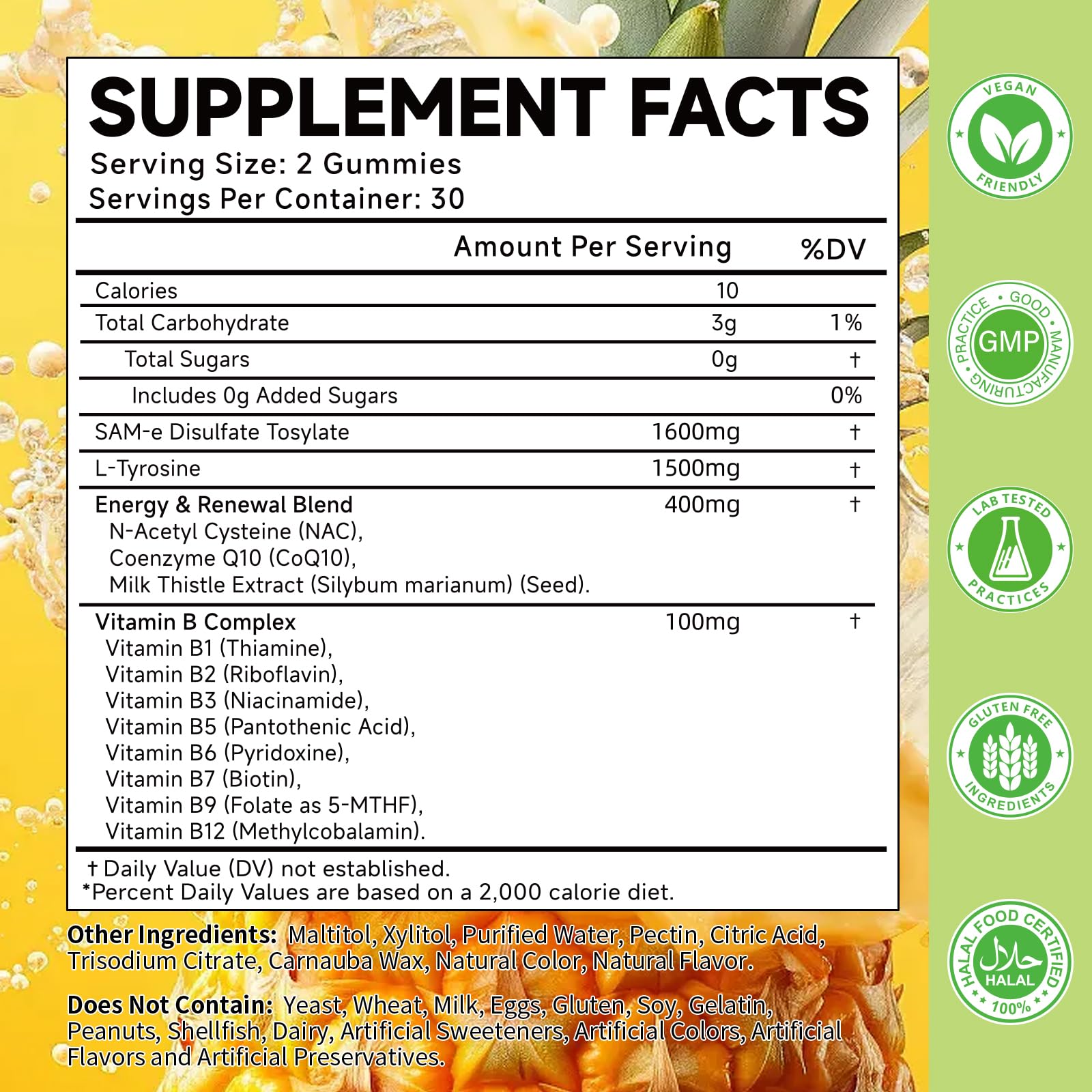 MOORGUMY Gummies closeup highlighting 1500mg L-Tyrosine for focus