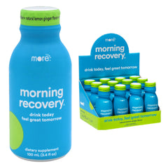More Labs Morning Recovery bottle pour supports on-the-go hydration between drinks.