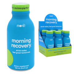 More Labs Morning Recovery bottle pour for quick hydration after drinking.