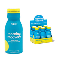 More Labs Morning Recovery electrolyte bottle ready for post-drink hydration.