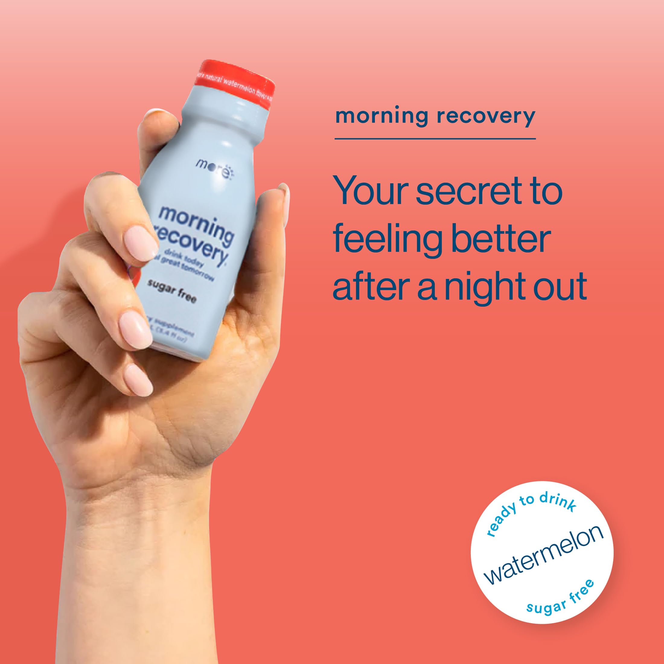 More Labs Morning Recovery watermelon pour shows quick hydration between drinks.