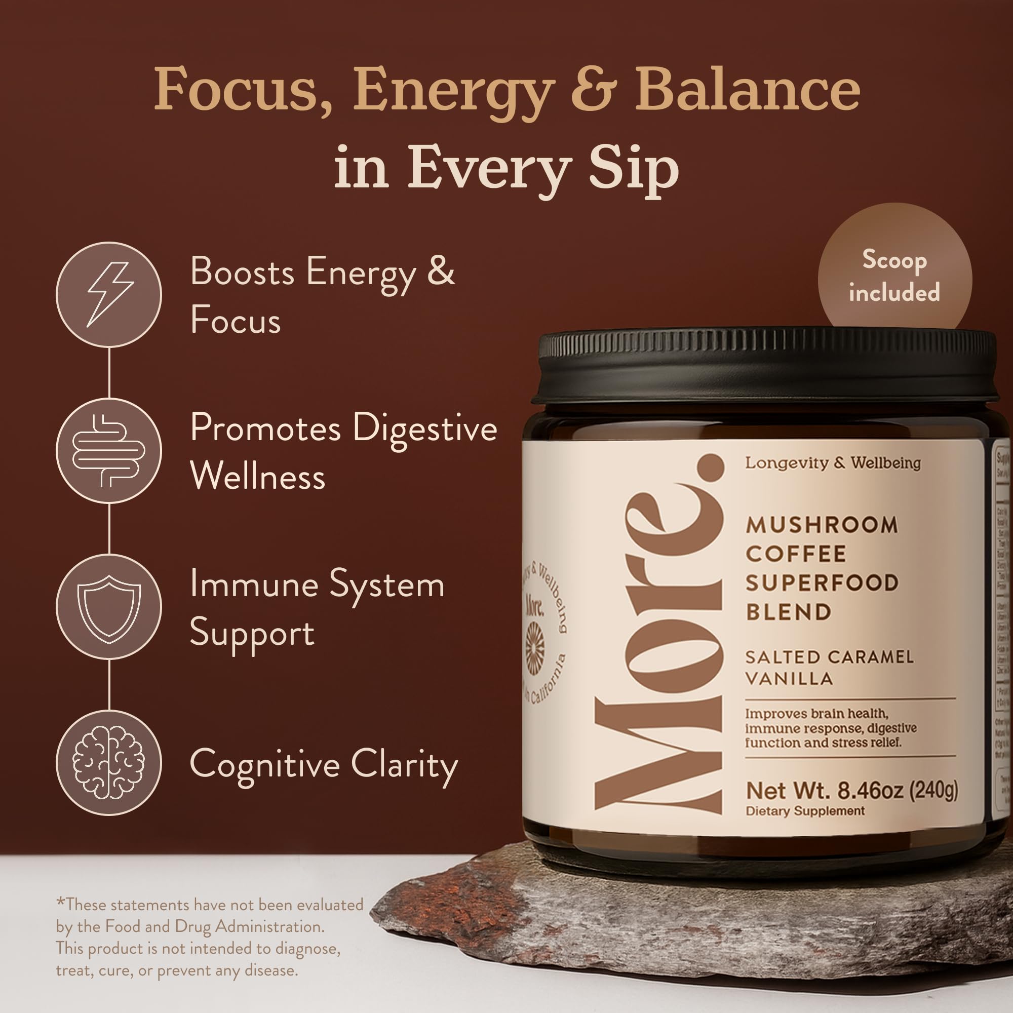 More. Longevity & Wellbeing spoon-dispense ready for on-the-go routines.