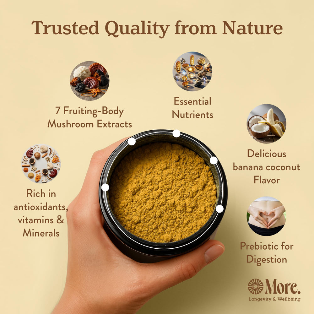 More. Longevity & Wellbeing adaptogens and prebiotics for gut balance
