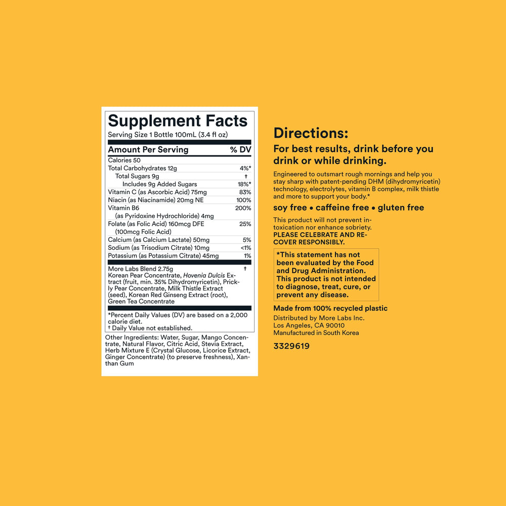 Morning Recovery label close up highlighting vegan gluten free non-GMO notes