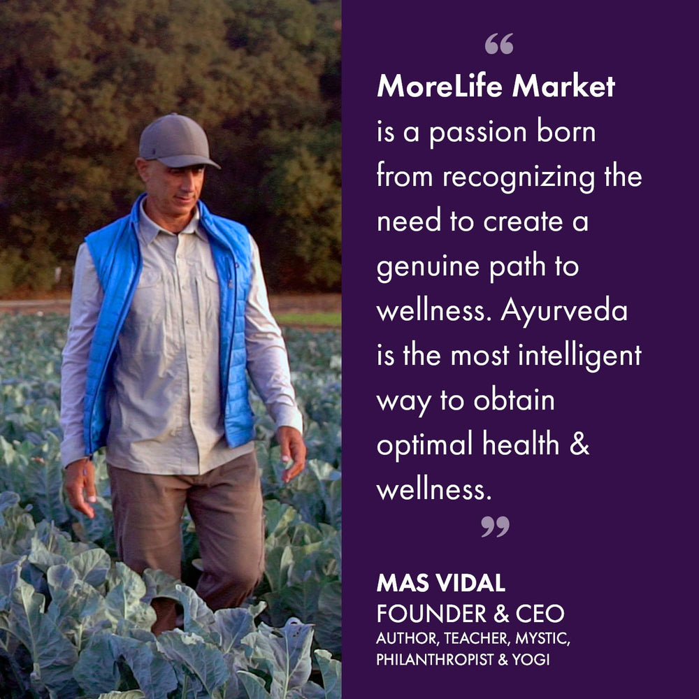 MoreLife Market Ayurvedic herbs pack emphasizing balanced dosha support.