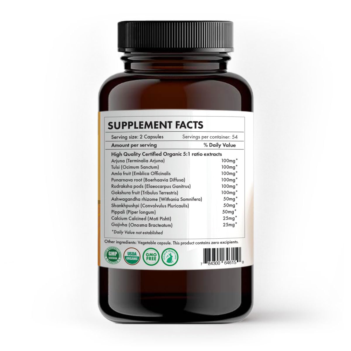 Premium 5:1 extract and herbal powders in a single capsule.