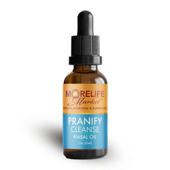 MoreLife Market Pranify Cleanse Nasya Oil bottle for daily nasal application and focus support.