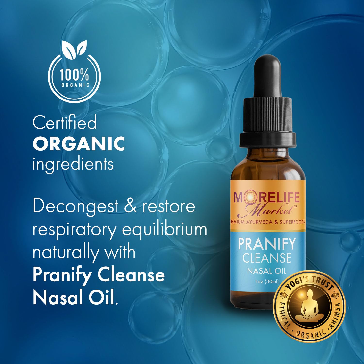 MoreLife Market Pranify Cleanse Nasya Oil dropper for precise nasal drops.