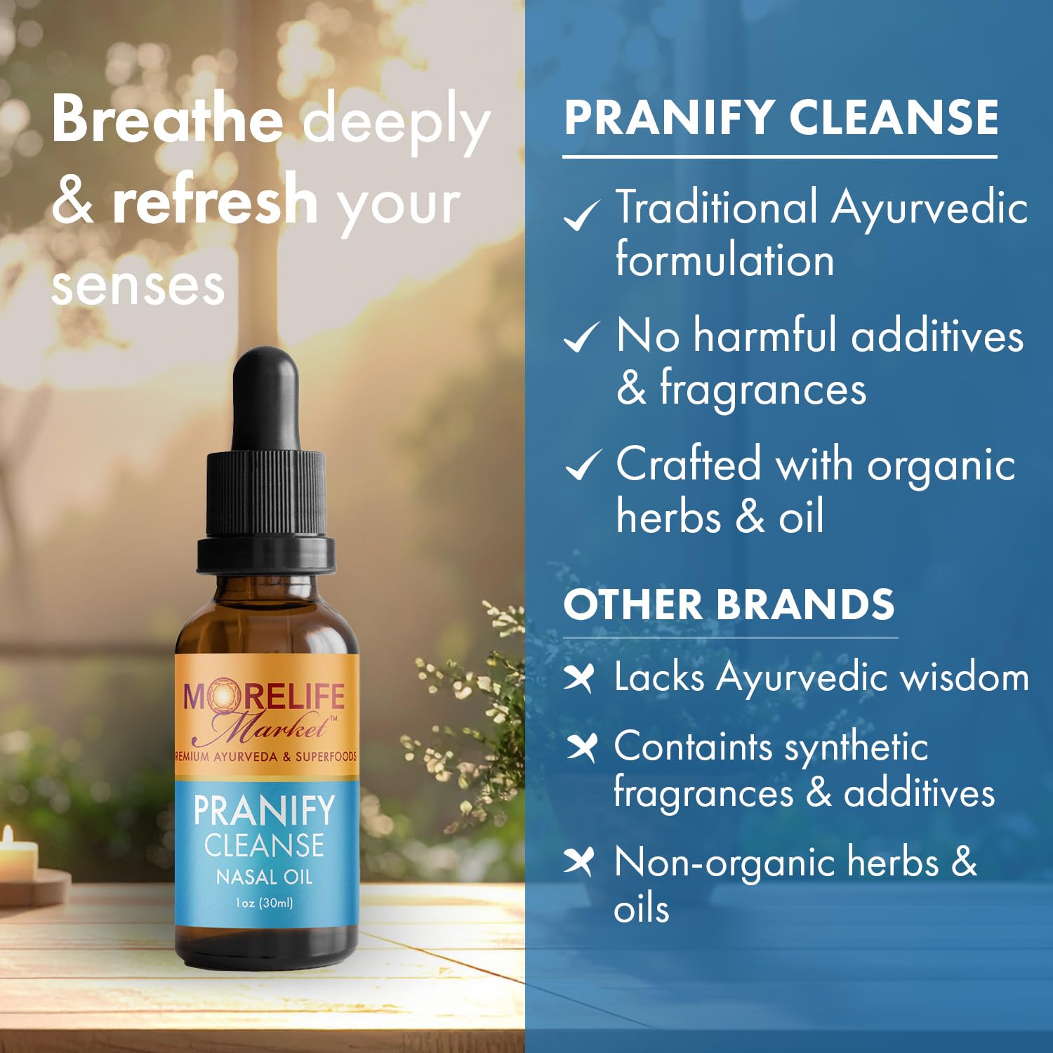 MoreLife Market Pranify Cleanse Nasya Oil packaging on shelf for easy selection.