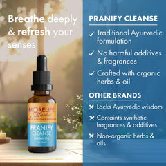 MoreLife Market Pranify Cleanse Nasya Oil packaging on shelf for easy selection.