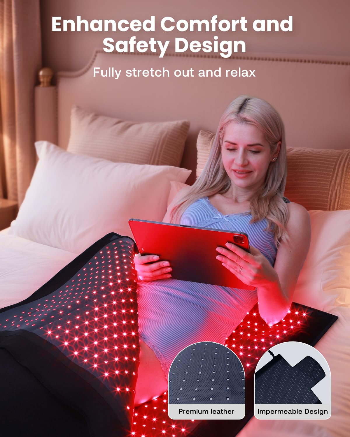 Morespond premium leather surface is durable, easy to clean, and comfortable.