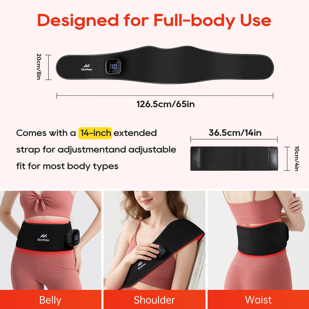 Morfone cordless belt with battery charge for hands-free therapy anywhere.
