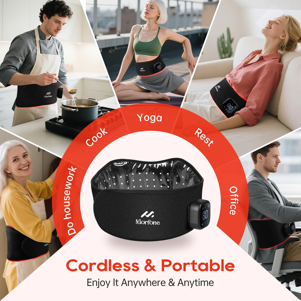 Morfone ergonomic lumbar design provides wide coverage along the lower back.