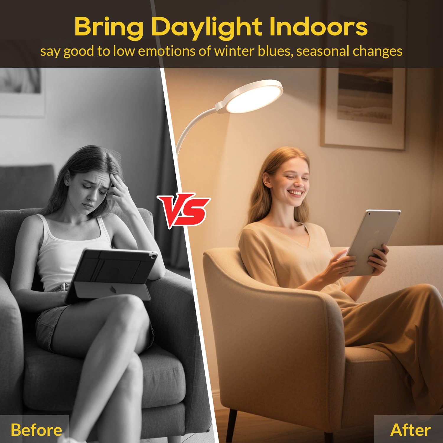 Morfone Happy Light Therapy Lamp with five color temperatures for task matching