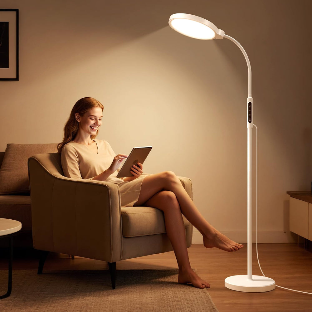 Morfone Happy Light Therapy Lamp angled view for flexible placement and daylight-like brightness