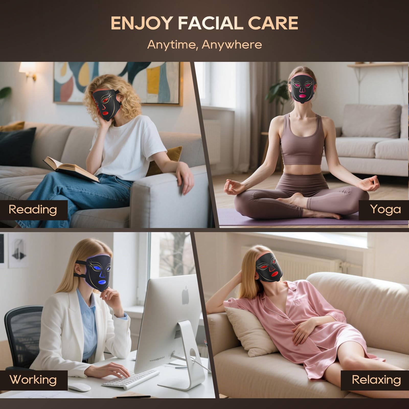 Morfone red light mask foldable design comes with a convenient storage bag.