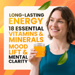 Morning Buzz antioxidants boost in a vibrant drink glass.
