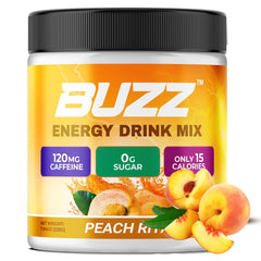 Morning Buzz powder scoop beside a cup for convenient morning kickstart.