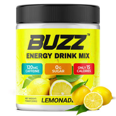 Morning Buzz Energy Powder Lemonade nutrition label highlights vitamins and minerals