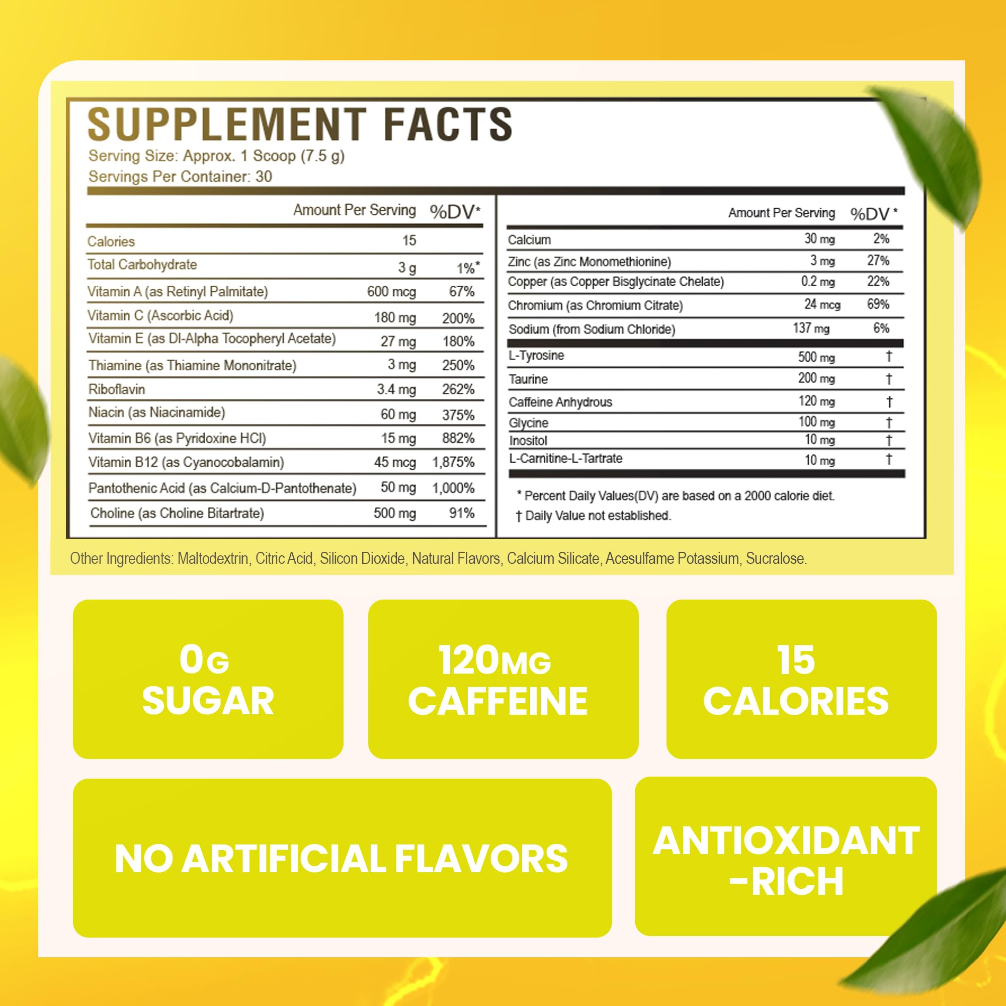 Morning Buzz Energy Powder Lemonade scoop showing quick, easy mixing