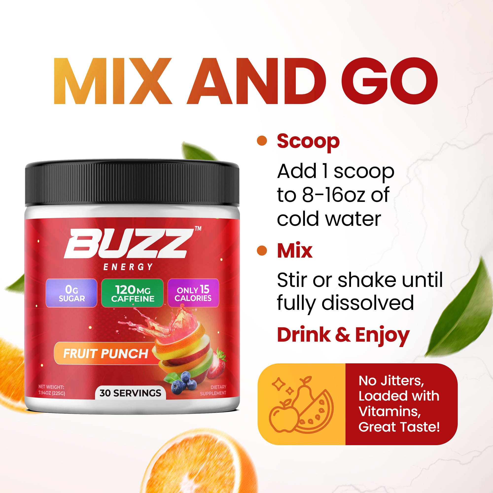 Morning Buzz on-the-go powder serving in a gym bag