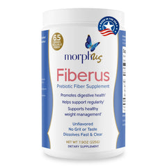 MORPHUS Fiberus bottle close-up showcases a flavorless daily fiber routine.